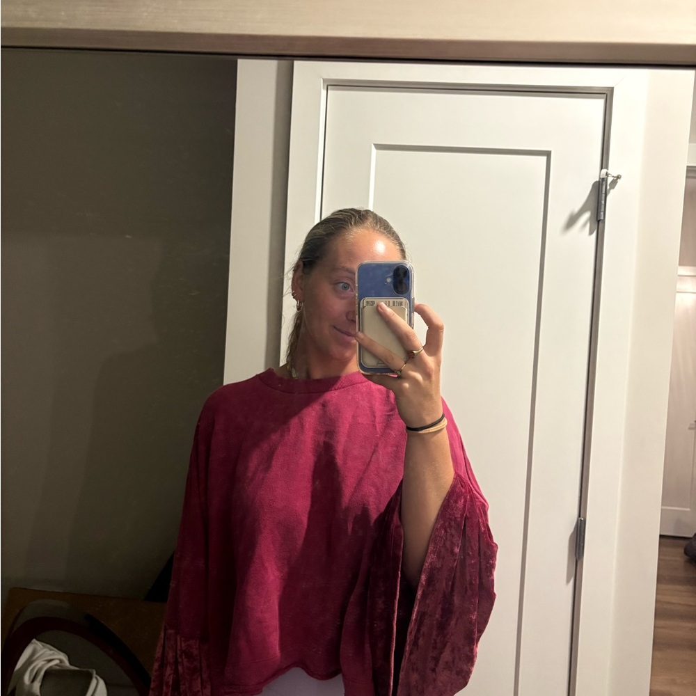 Free People Pink Dolman Sleeve Oversized Blouse